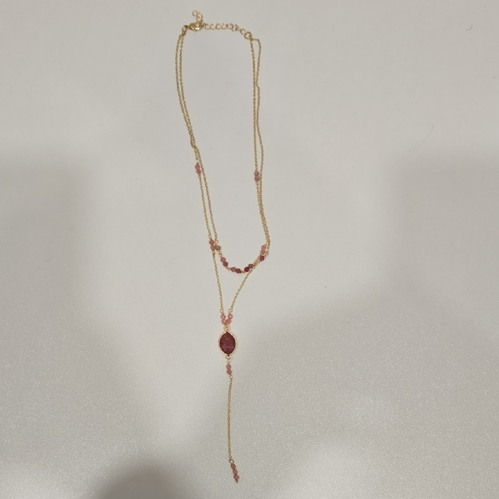 Stitch Fix Gold and Pink Layered Necklace - Picture 4 of 16